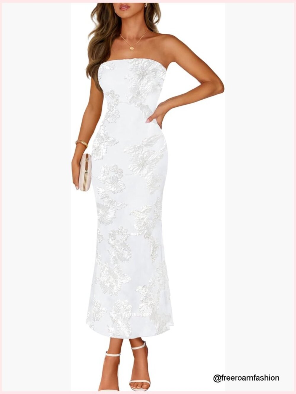 Strapless Maxi Dress Floral Bodycon Formal Wedding Guest Cocktail Party